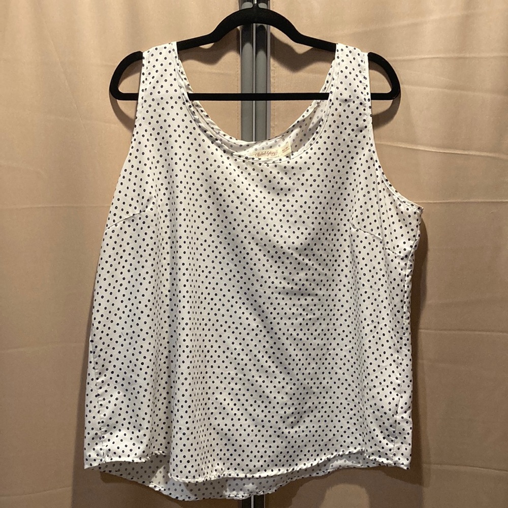 White polka dot sleeveless blouse